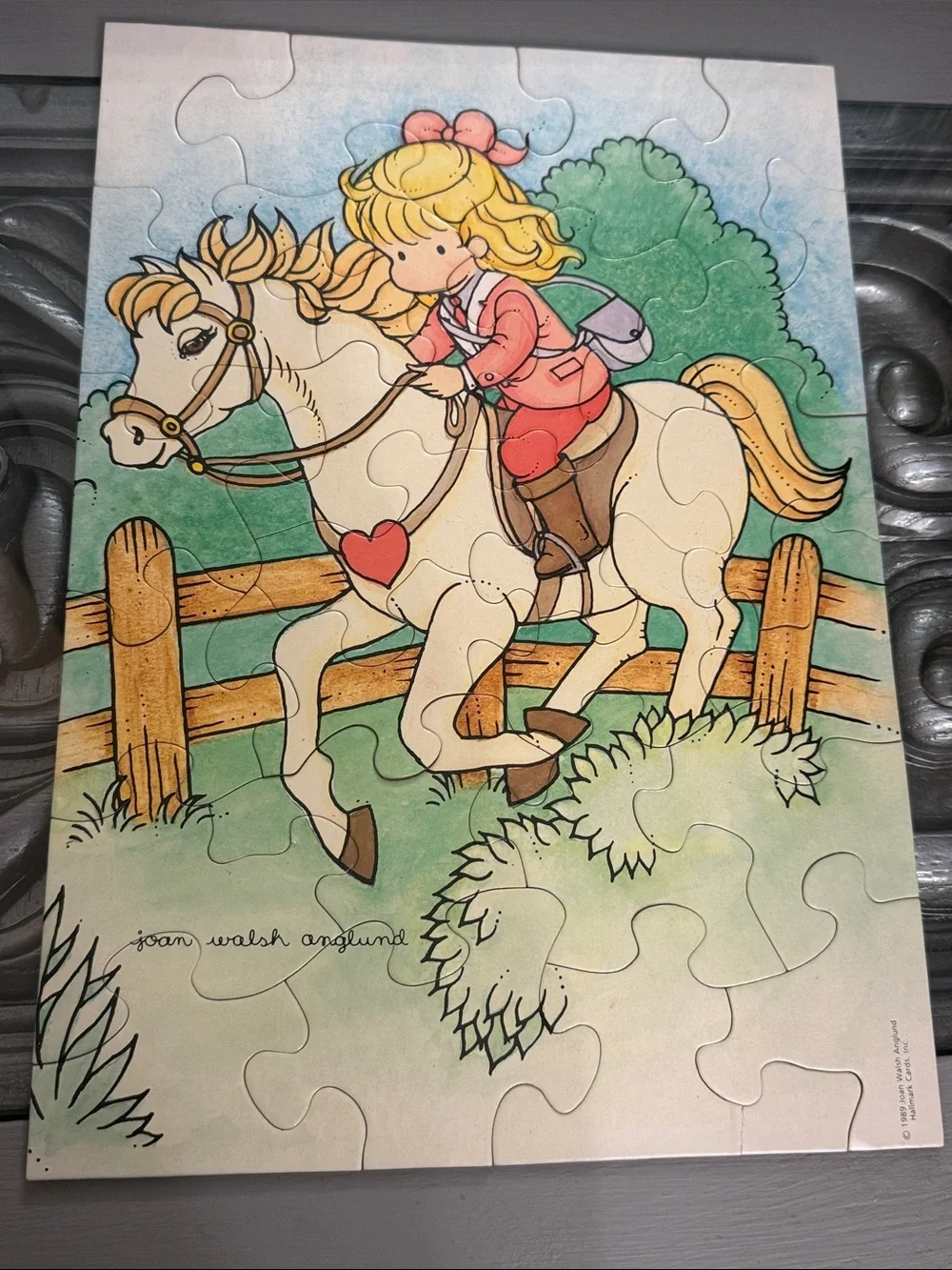 Vintage 1989 Joan Walsh Anglund 25 Piece Puzzle Fancy Free Horse Girl Cute